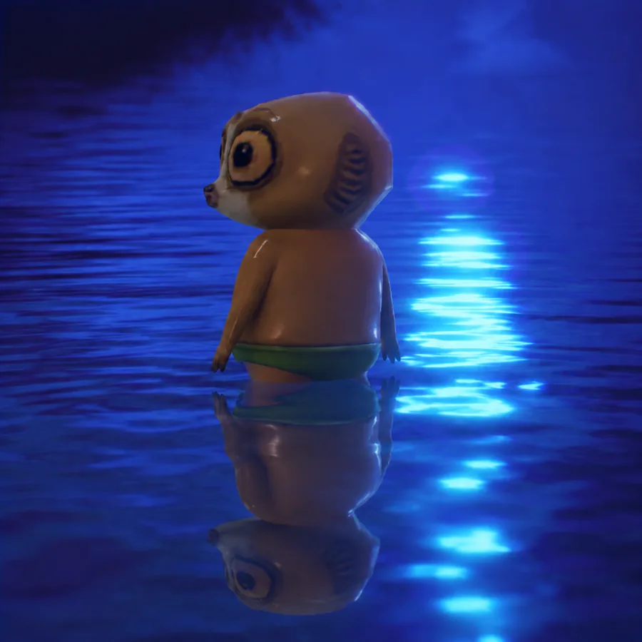 morrt standing in the water at night